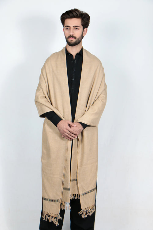 Zardad Classic Pure 48 Wool Shawl For Men (Light Brown)