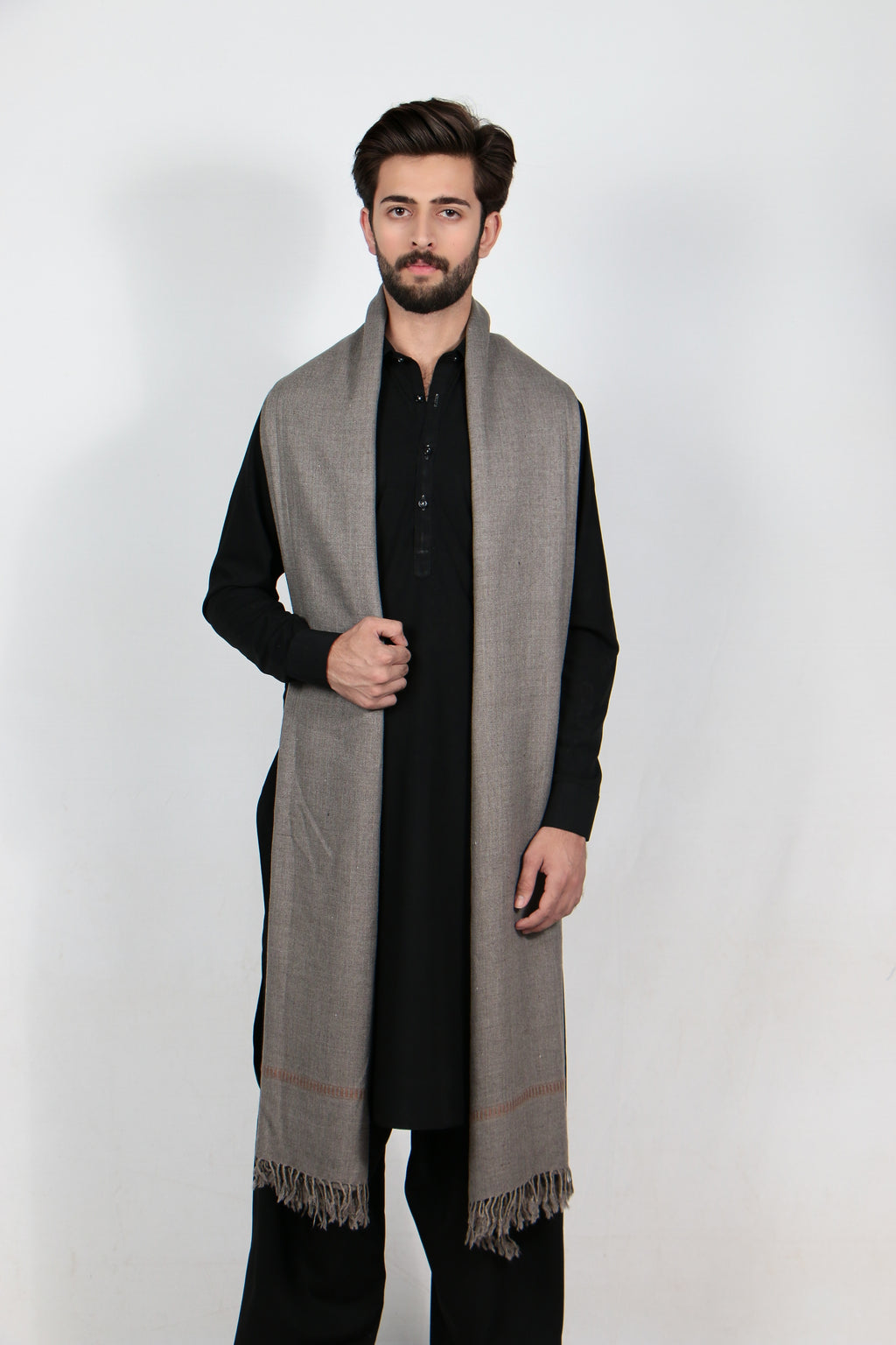 Zardad Classic Pure 48 Wool Shawl For Men (Taupe Gray)