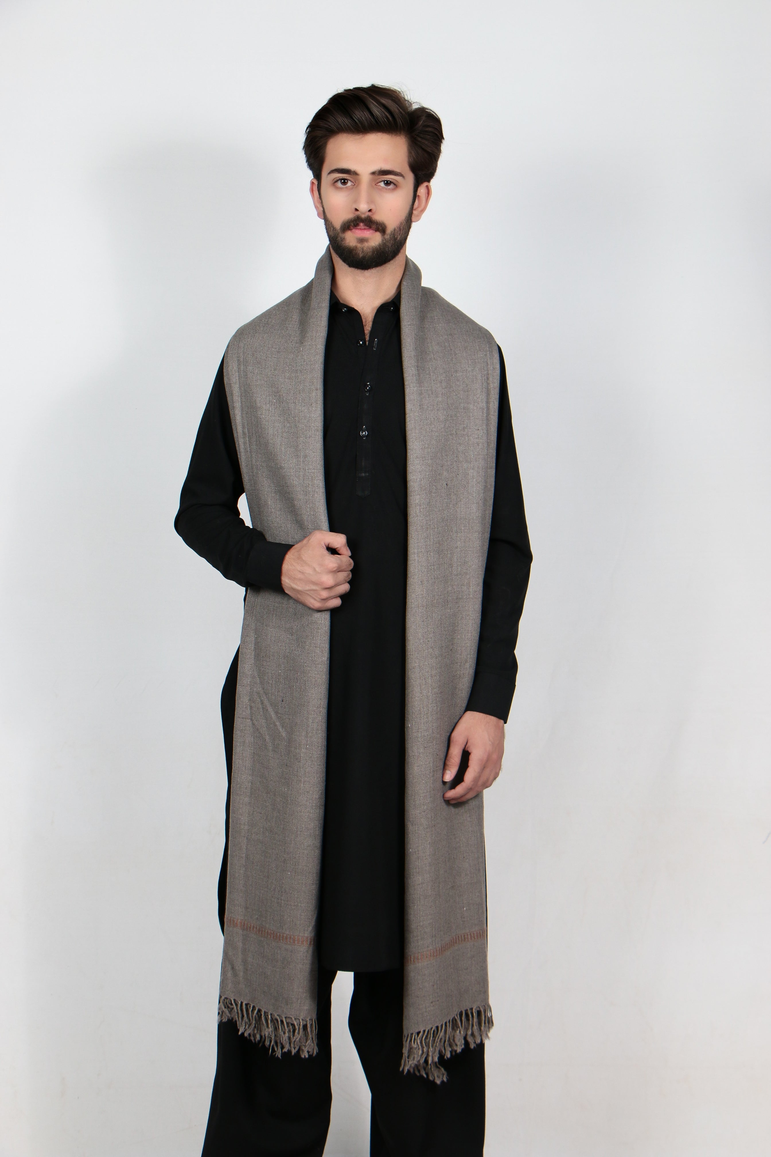 Zardad Classic Pure 48 Wool Shawl For Men (Taupe Gray)