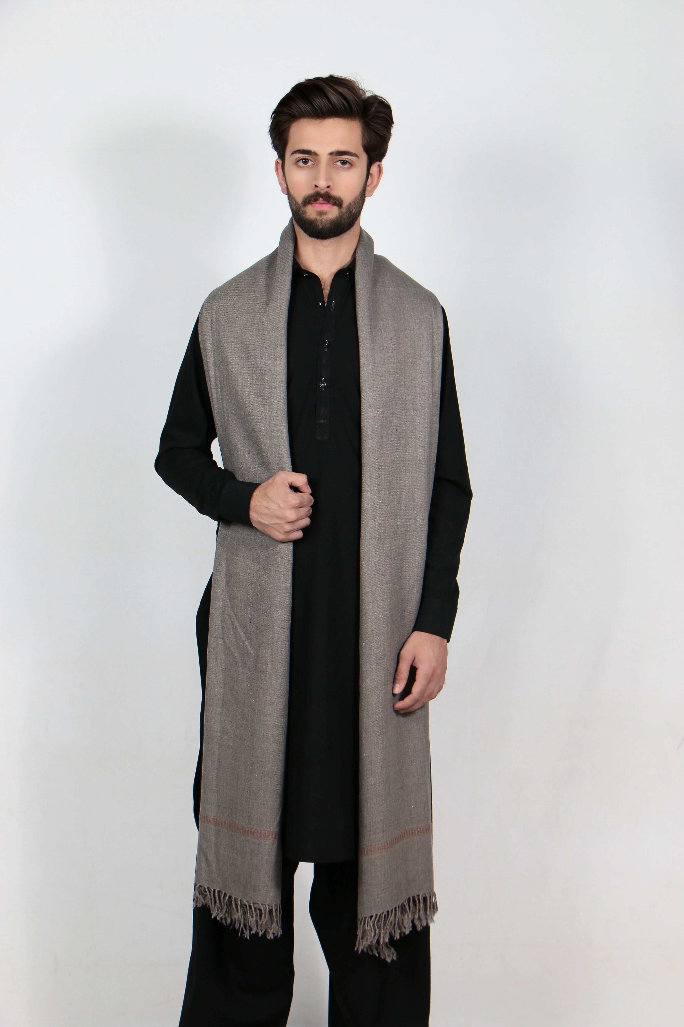 Zardad Classic Pure 48 Wool Shawl For Men (Taupe Gray)