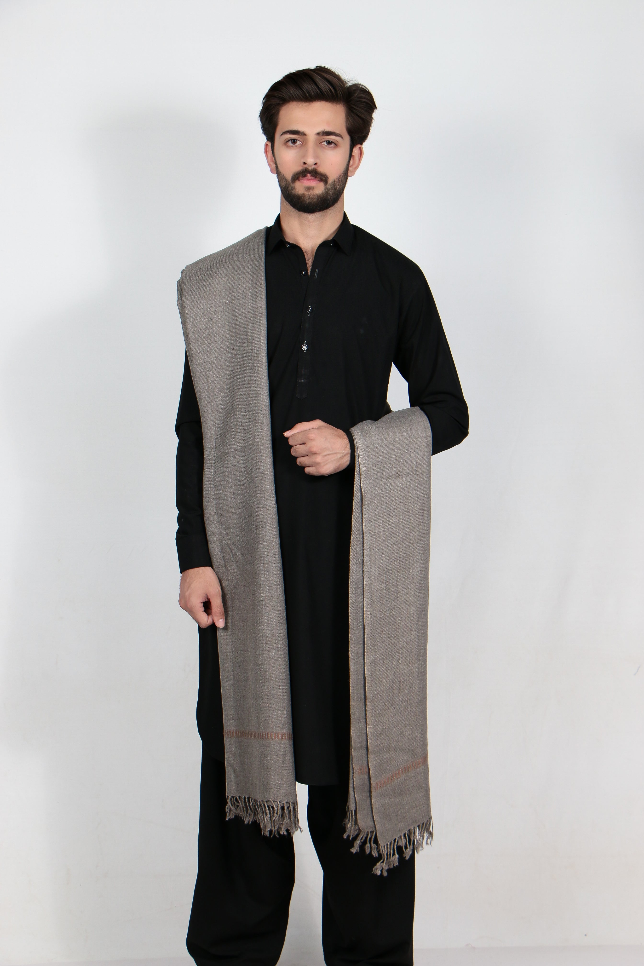 Zardad Classic Pure 48 Wool Shawl For Men (Taupe Gray)