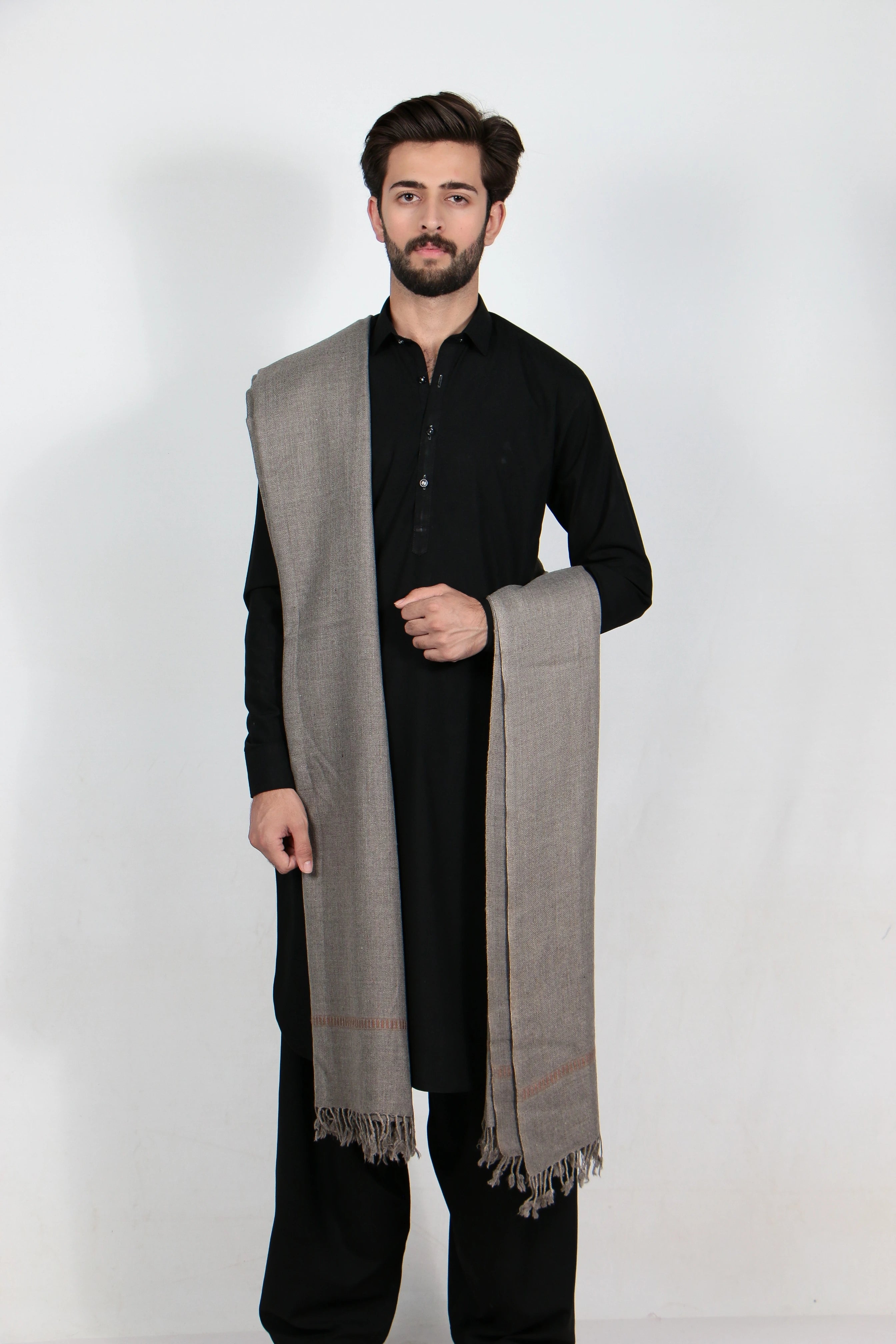 Zardad Classic Pure 48 Wool Shawl For Men (Taupe Gray)