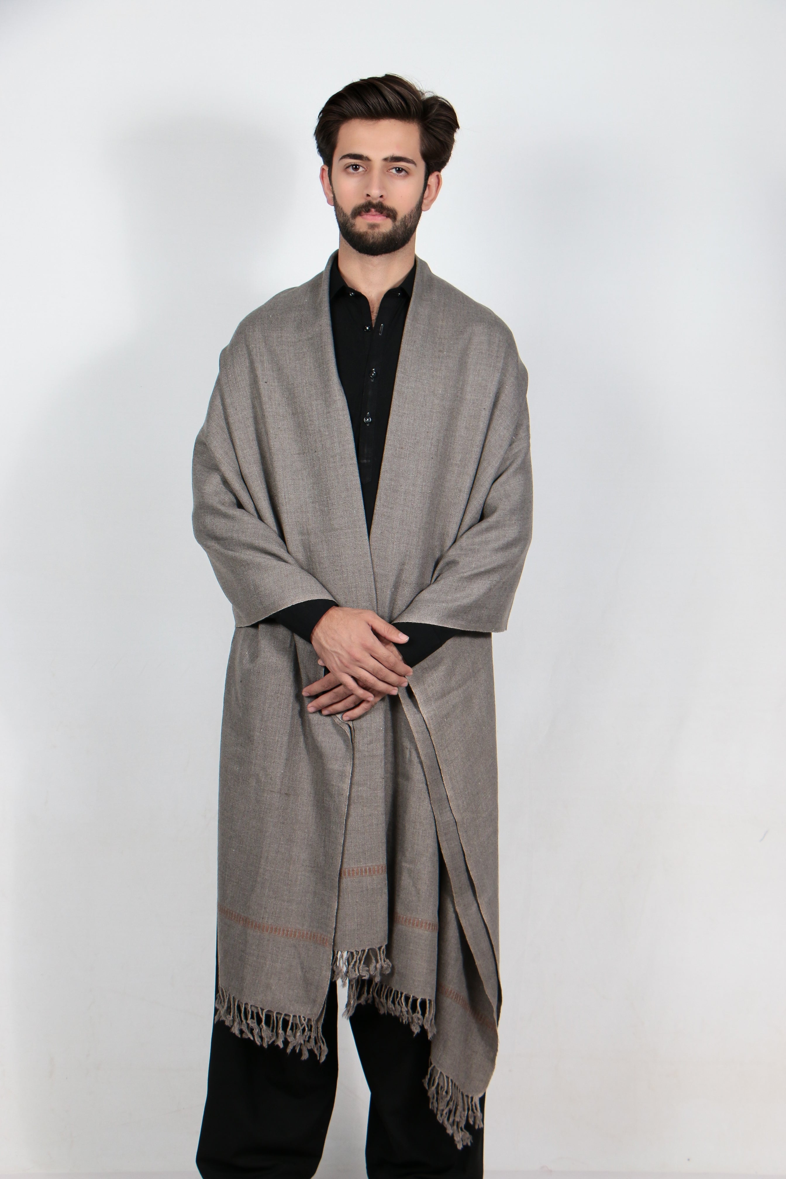 Zardad Classic Pure 48 Wool Shawl For Men (Taupe Gray)