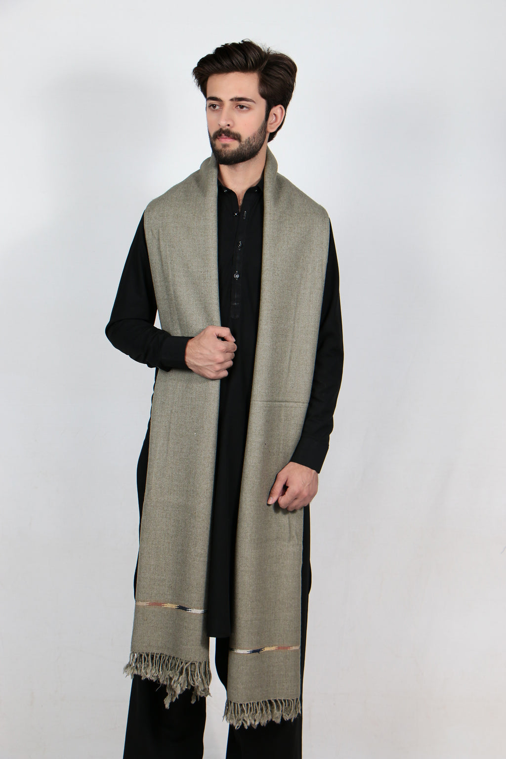 Zardad Elite Pure Wool Shawl For Men (Olive Green)
