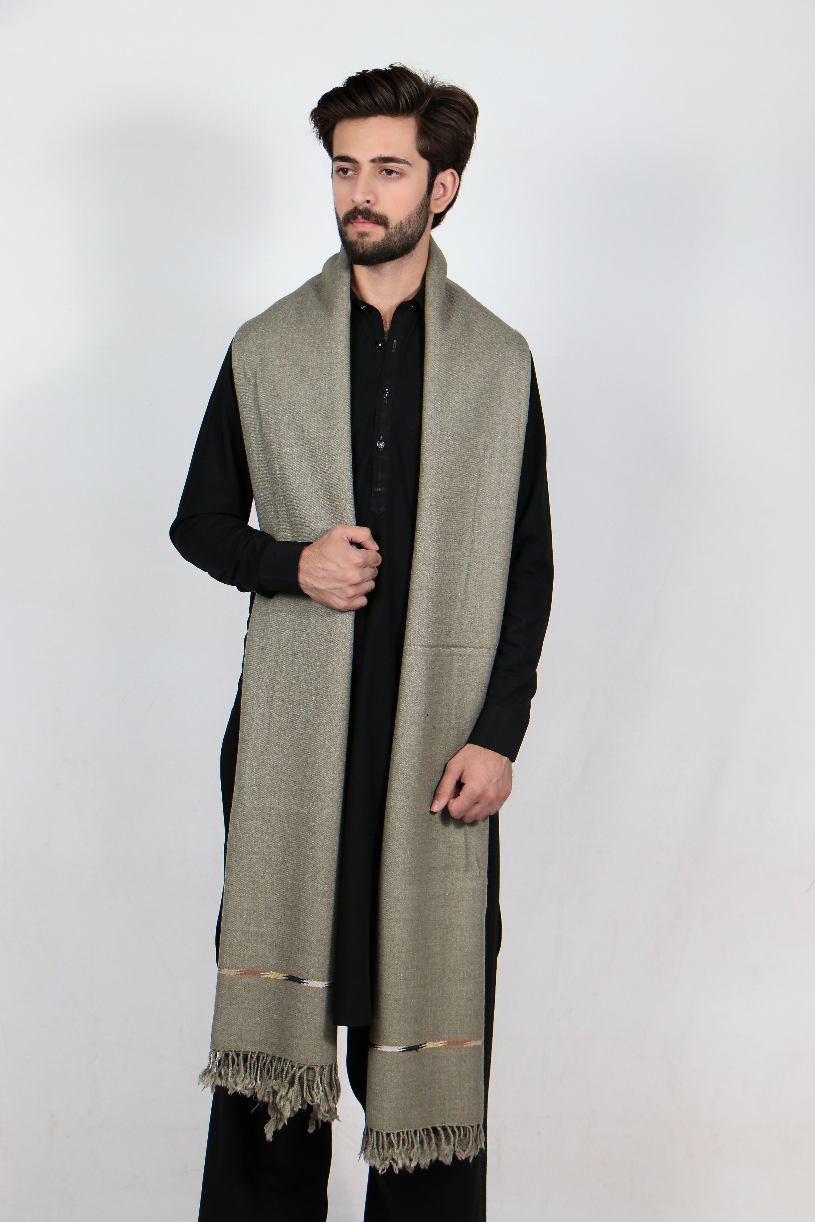 Zardad Elite Pure Wool Shawl For Men (Olive Green)