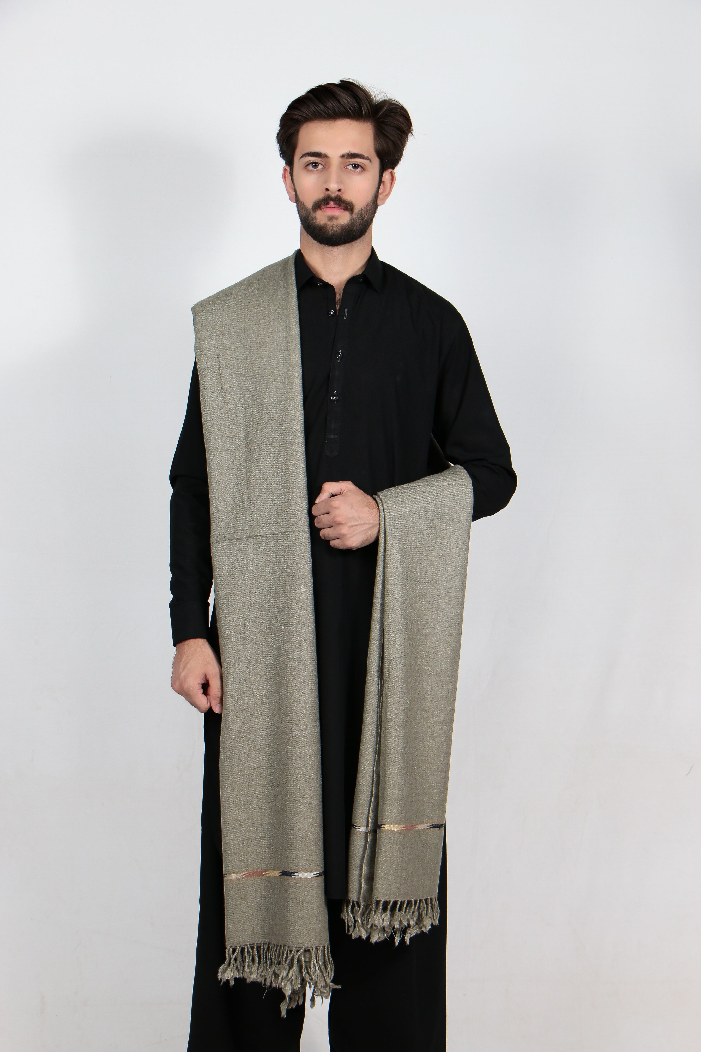 Zardad Elite Pure Wool Shawl For Men (Olive Green)