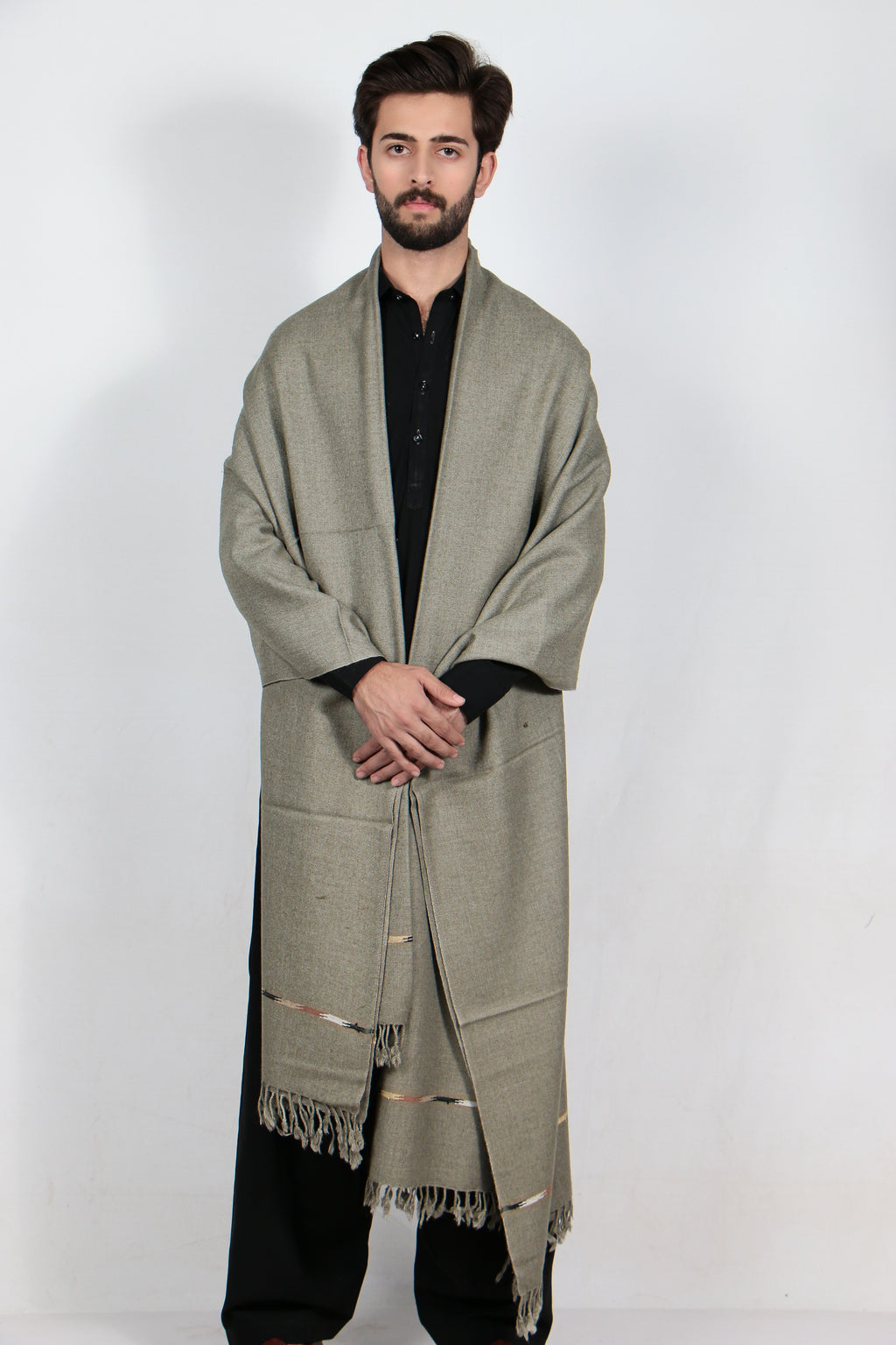 Zardad Elite Pure Wool Shawl For Men (Olive Green)