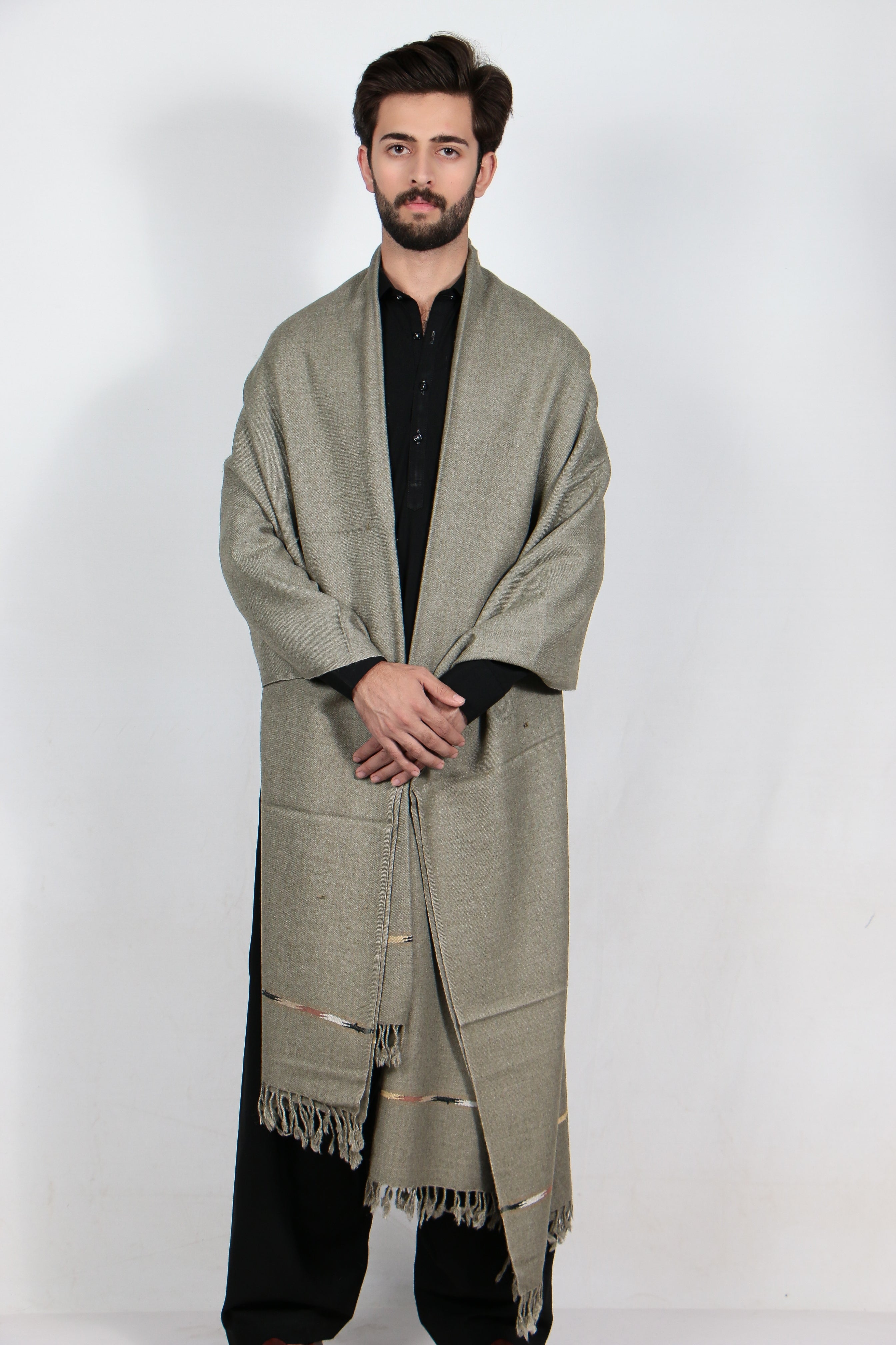 Zardad Elite Pure Wool Shawl For Men (Olive Green)