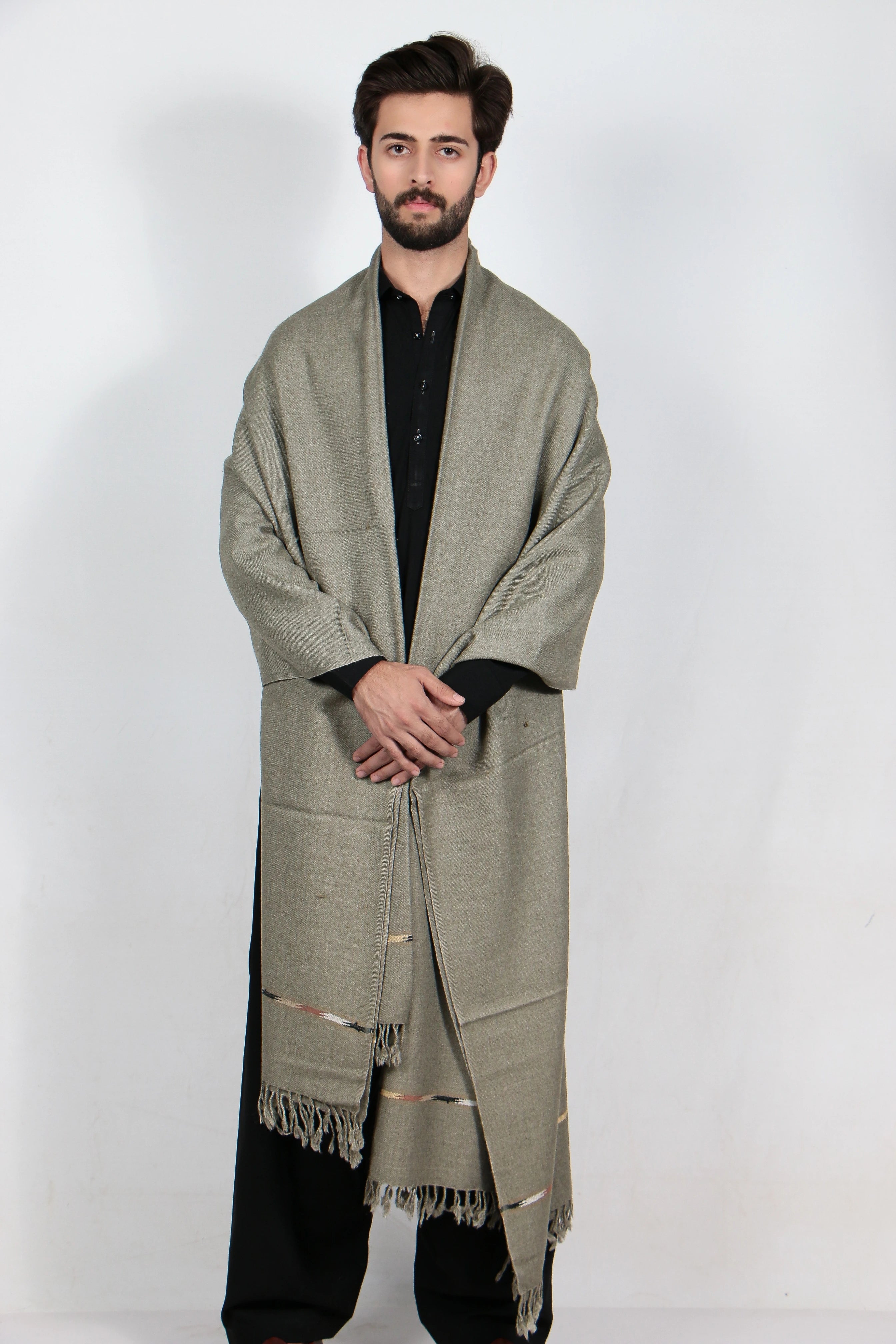 Zardad Elite Pure Wool Shawl For Men (Olive Green)