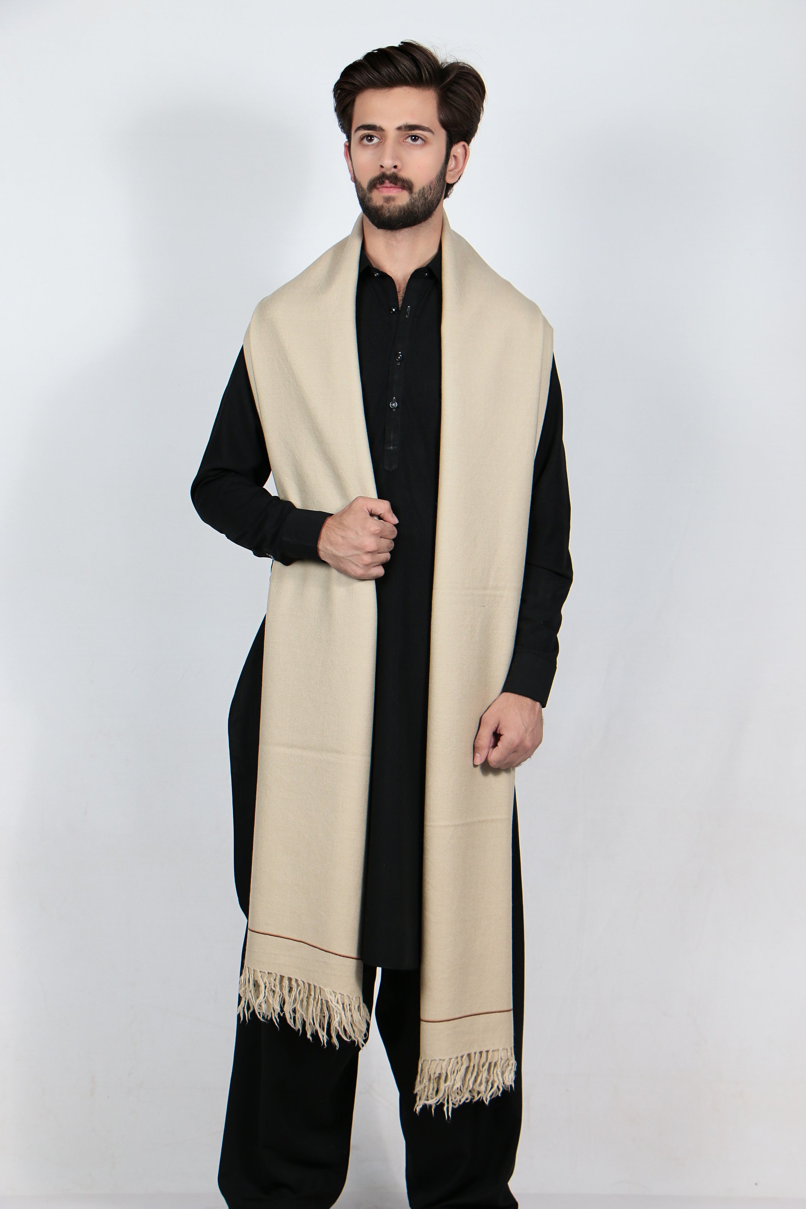 Zardad Premium Pure 72 Wool Shawl For Men (Light Beige)