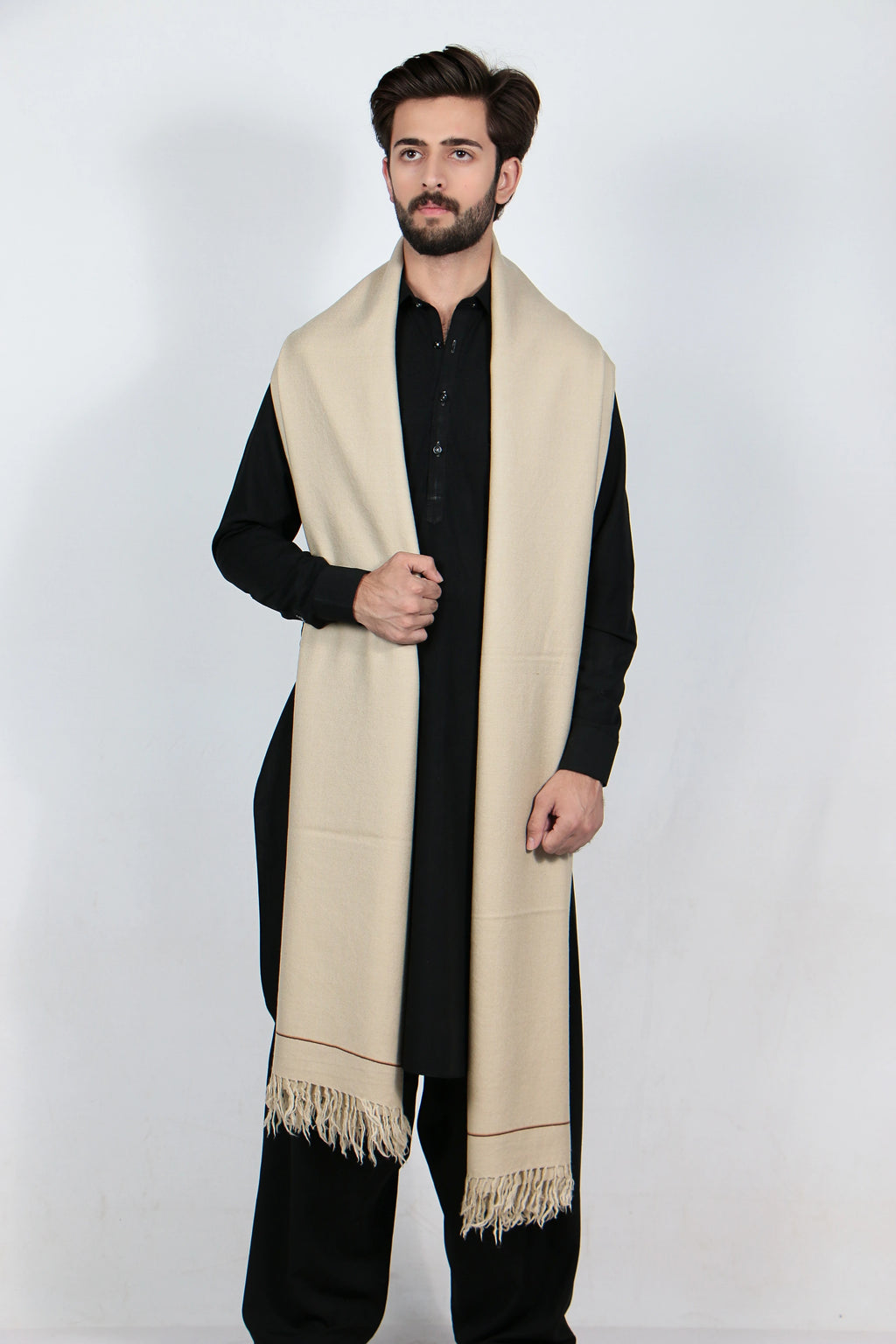 Zardad Premium Pure 72 Wool Shawl For Men (Light Beige)