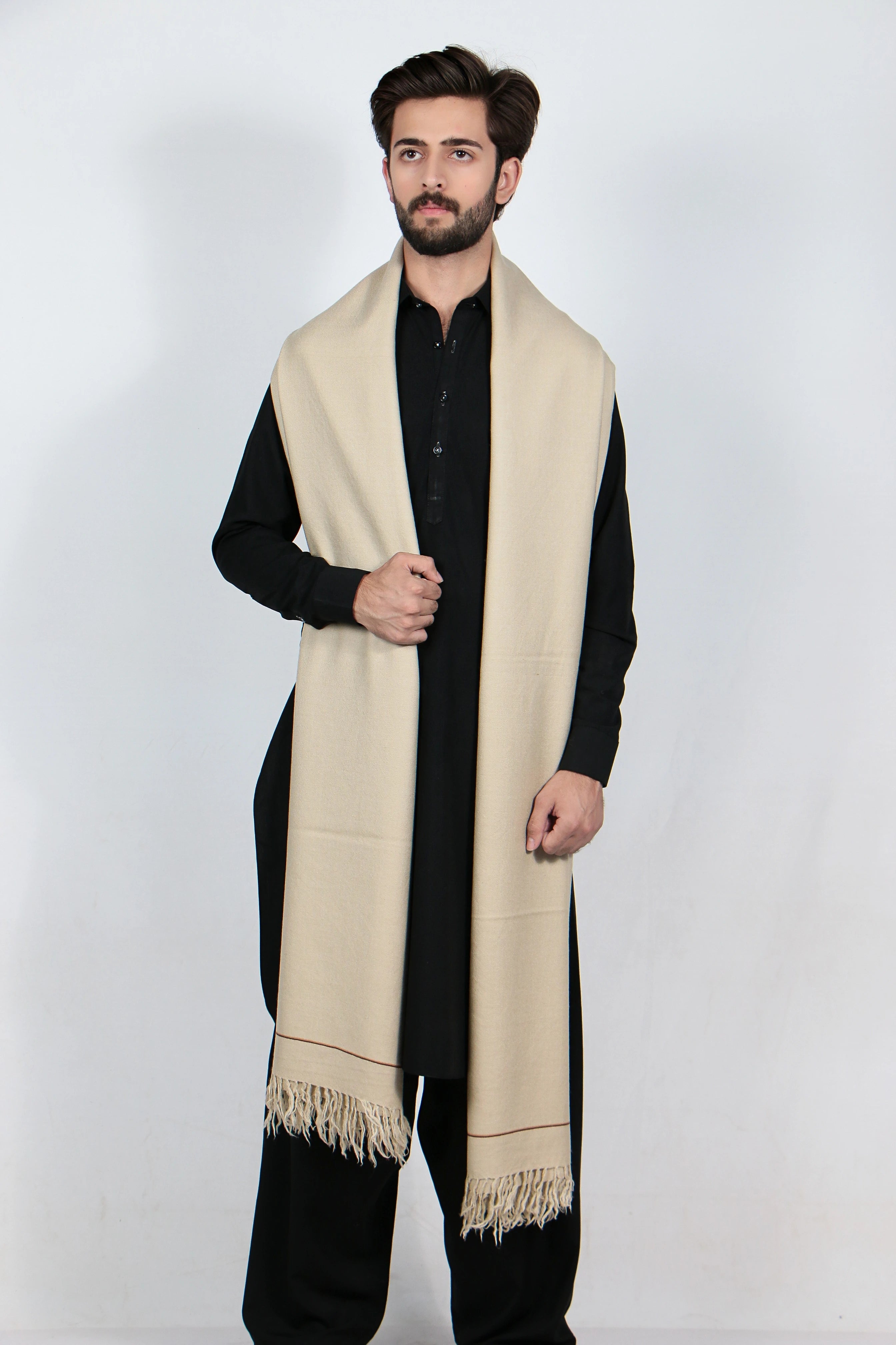 Zardad Premium Pure 72 Wool Shawl For Men (Light Beige)