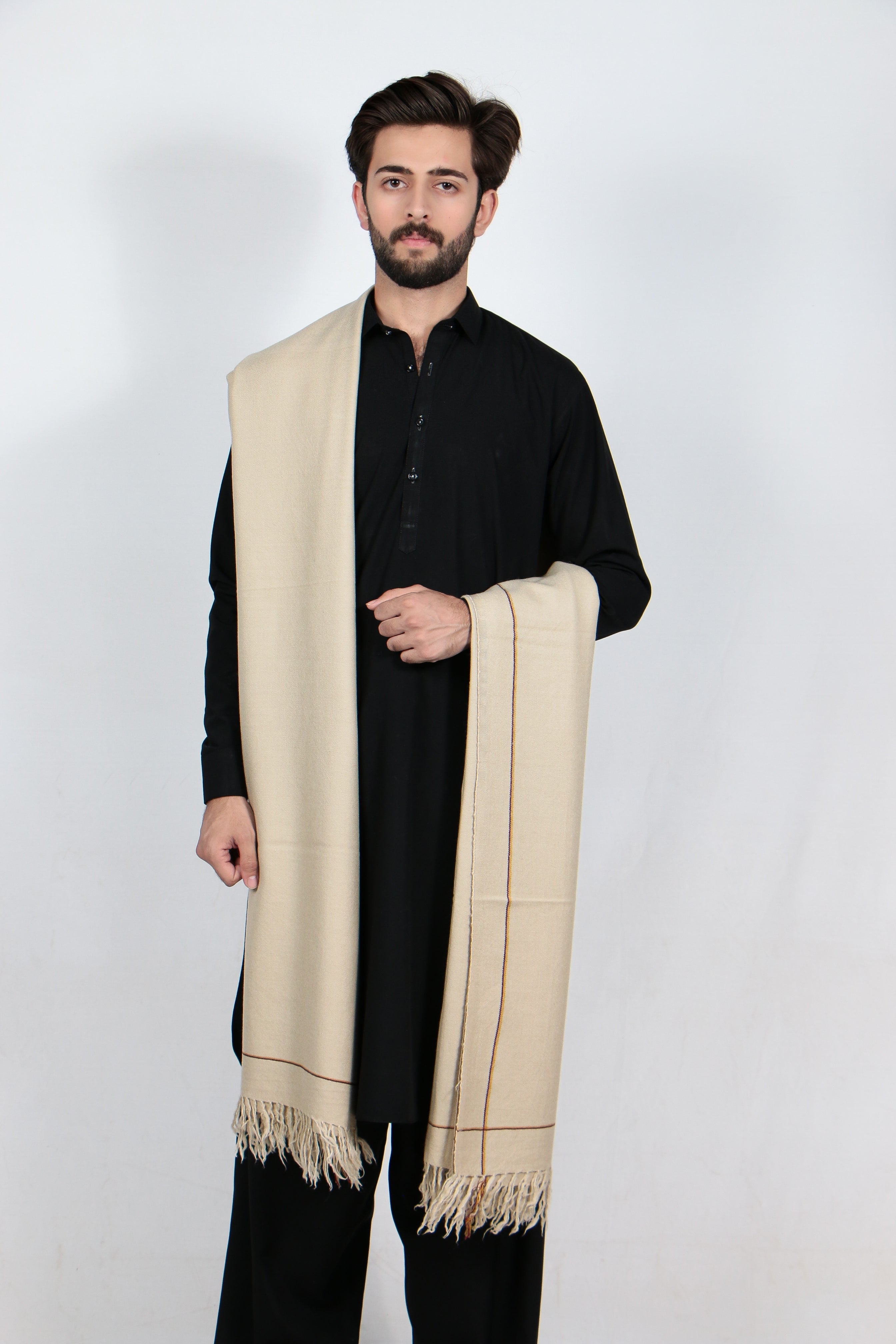 Zardad Premium Pure 72 Wool Shawl For Men (Light Beige)