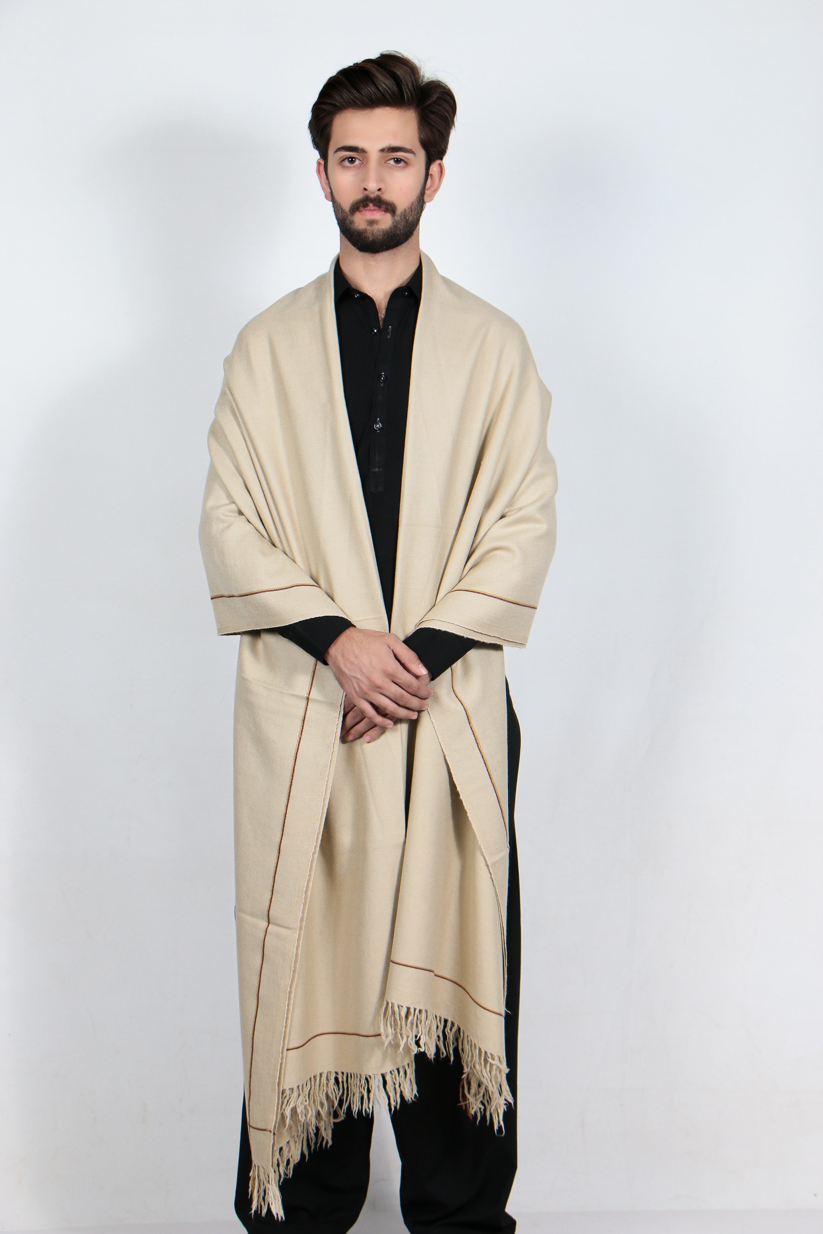 Zardad Premium Pure 72 Wool Shawl For Men (Light Beige)