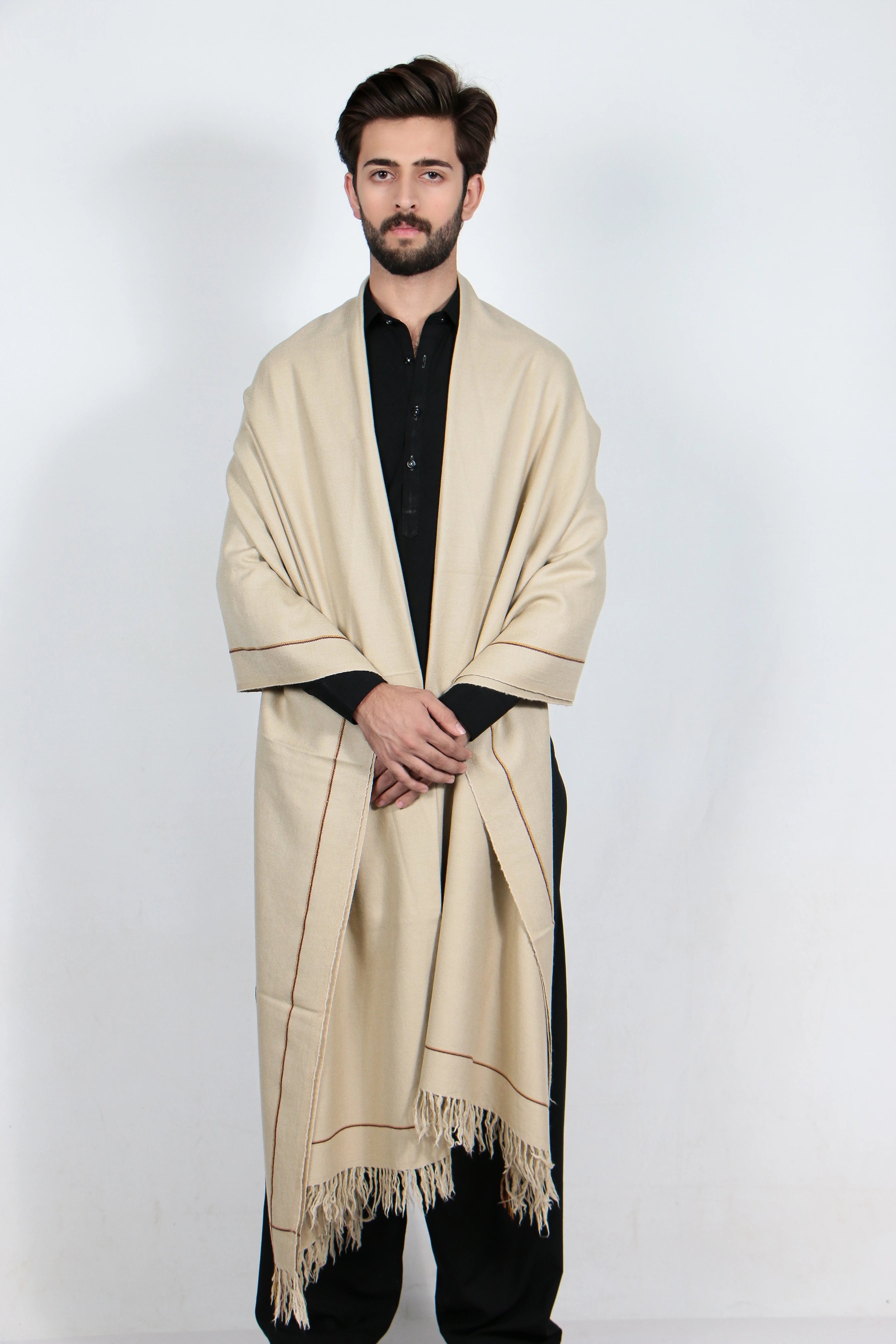 Zardad Premium Pure 72 Wool Shawl For Men (Light Beige)