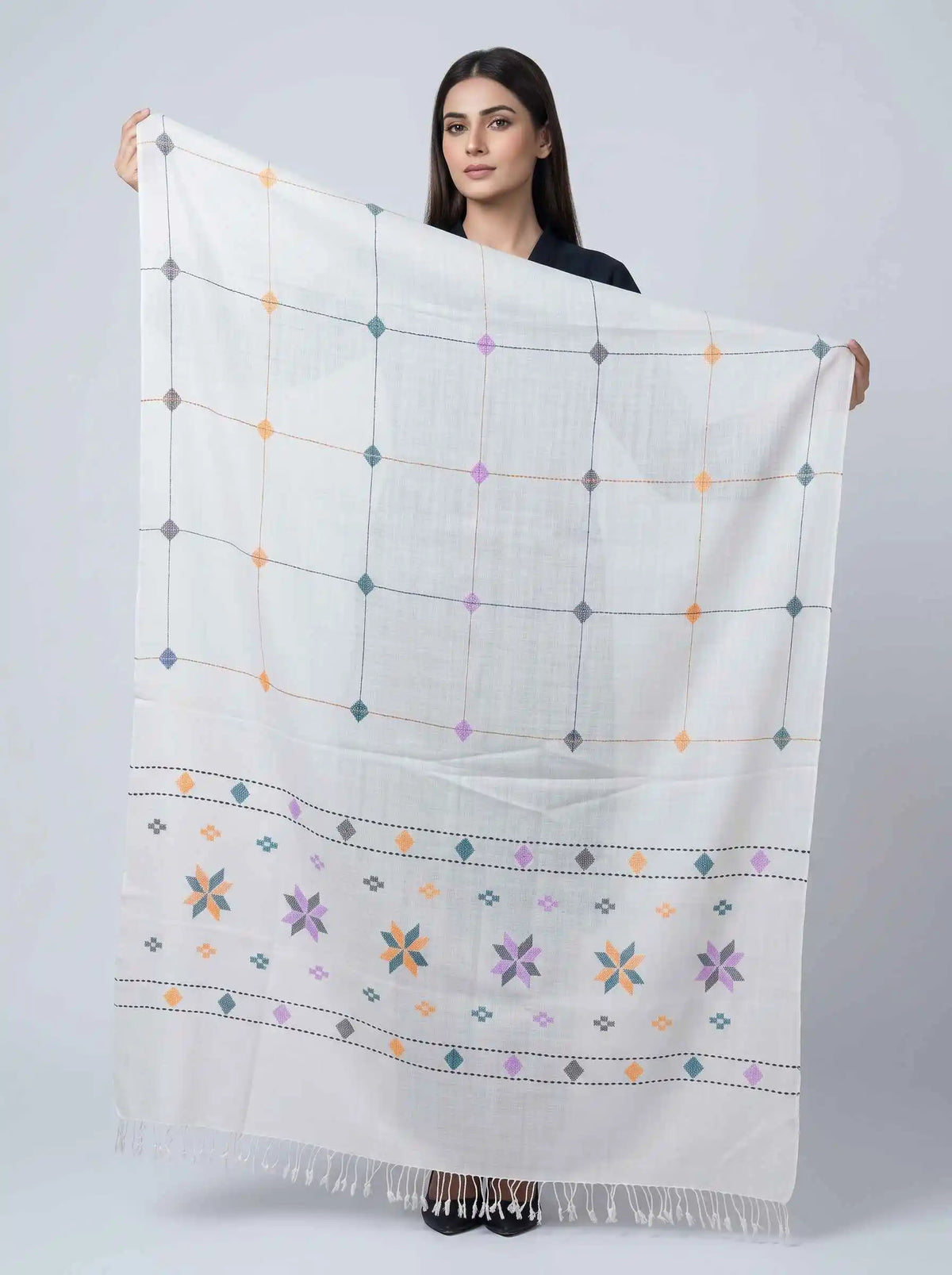 Zardad Elite female wool shawl (White)