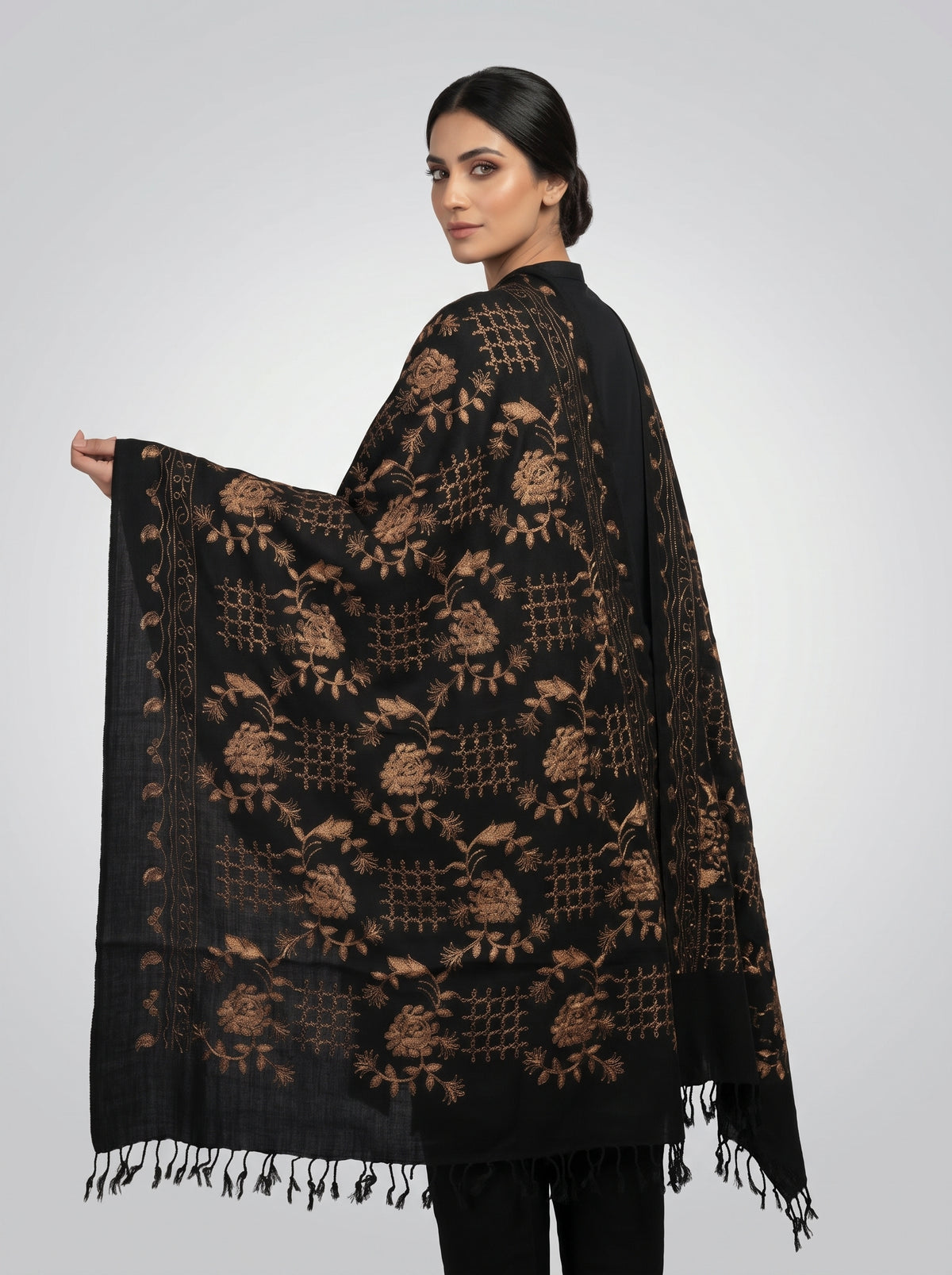 Zardad premium female wool shawl (Black)