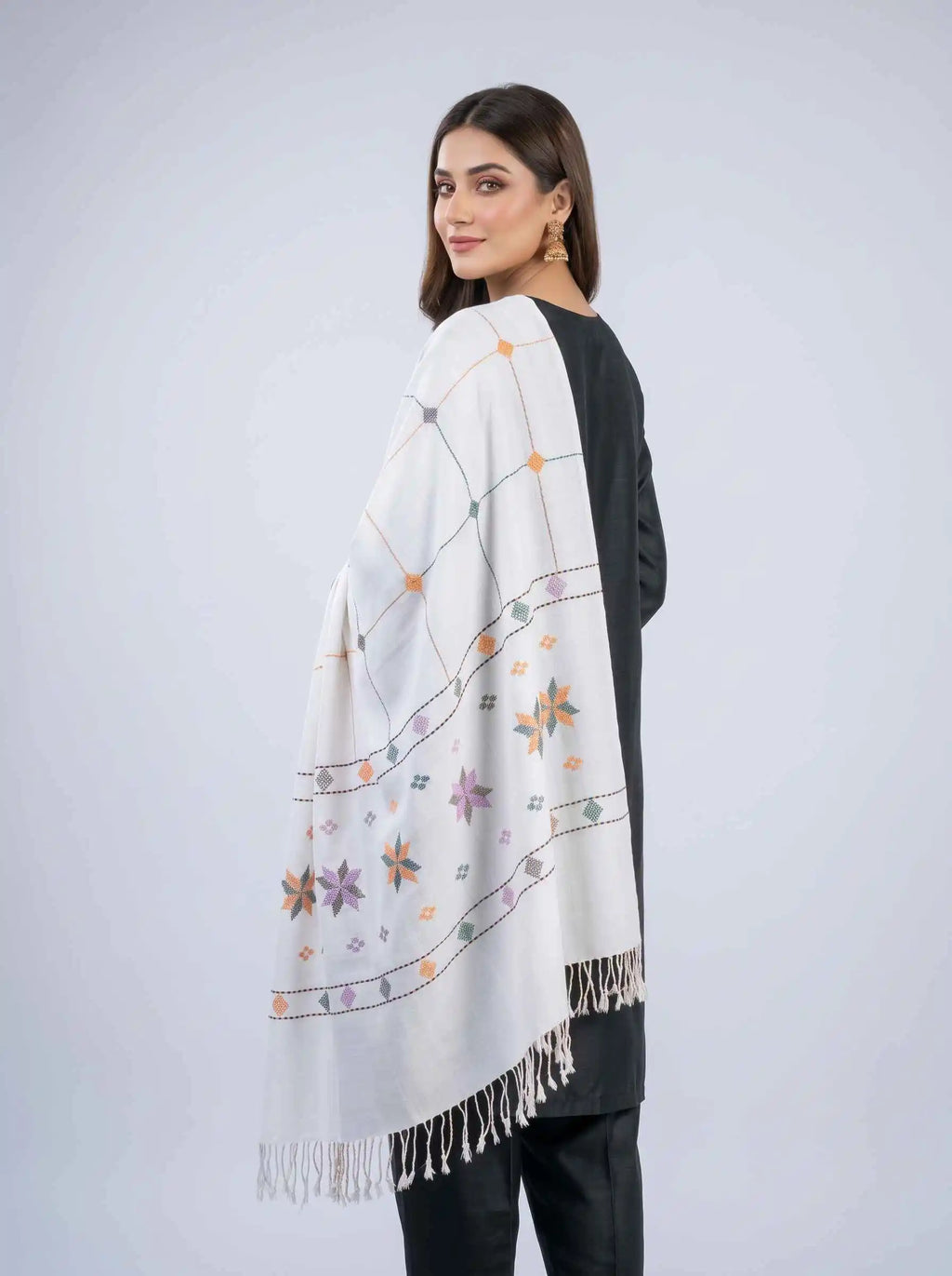 Zardad Elite female wool shawl (White)
