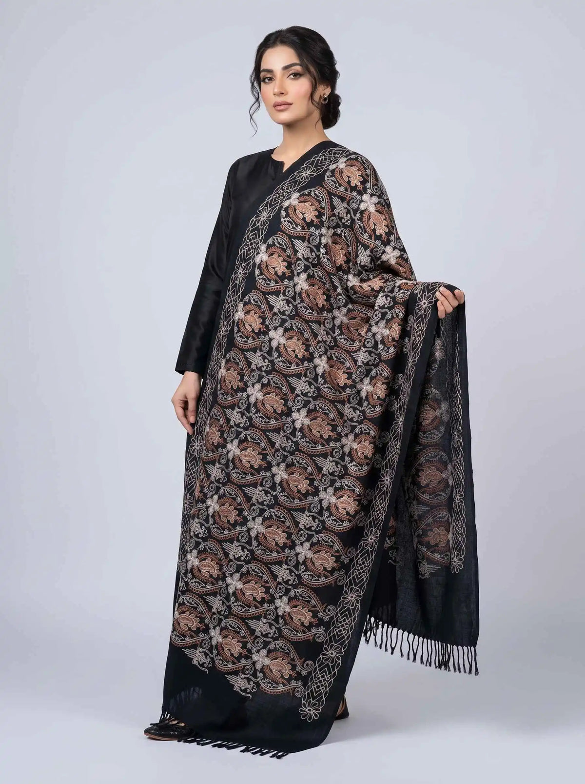 Zardad Elite female wool shawl (Black)