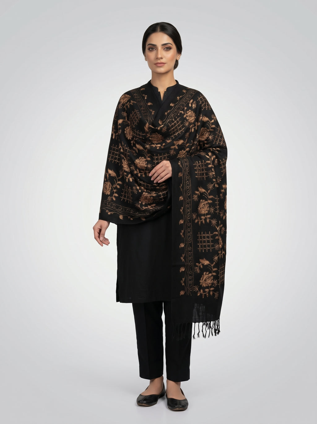 Zardad premium female wool shawl (Black)